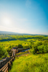 Sunset over the castle Szigliget, Hungary near Balaton lake