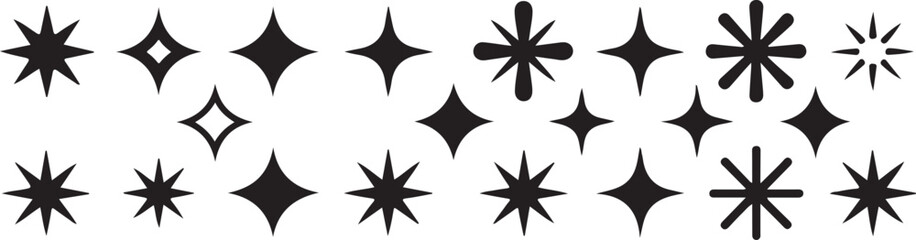 Black grass silhouettes vector decoration with nature star elements