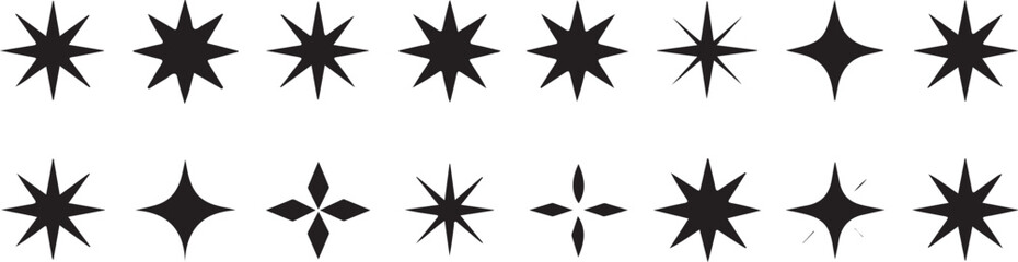 Grass silhouette vector set with seamless winter snowflake and star decoration pattern illustration