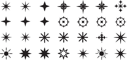 set of black and white stars