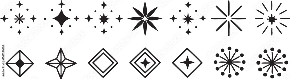 Poster black and white abstract winter background with snowflake and star pattern elements