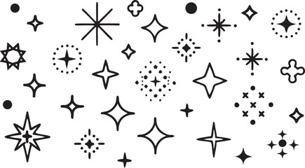 Seamless black and white star pattern design with various decorative star shapes and symbols, perfect for Christmas or other festive celebrations