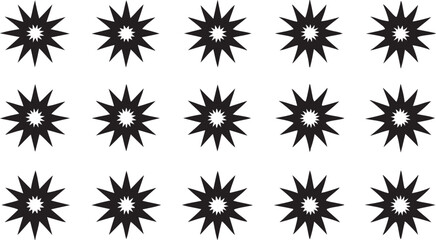 Seamless set of black and white flower and snowflake vector icons for winter decoration