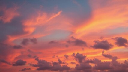Dramatic sunset with vibrant orange and pink clouds - Powered by Adobe