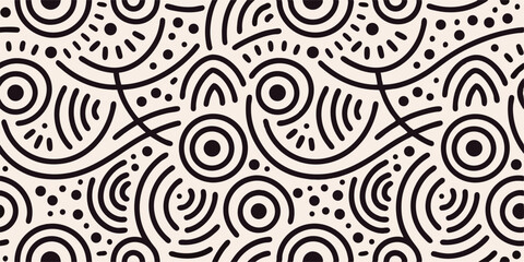 Abstract Black and White Doodle Pattern Seamless Texture