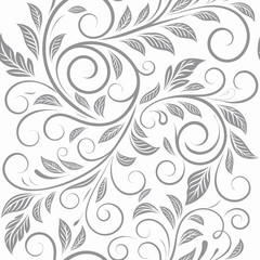 Elegant Gray Floral Swirl Pattern Background