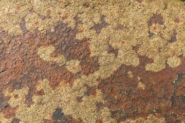 Close-up of rusty metal with peeling paint pattern
