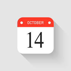 Vector icon page day calendar - 14 October month