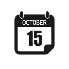 Vector icon page day calendar - 15 October month