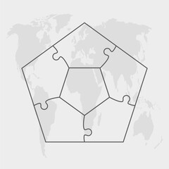 Puzzle diagram infographic process on 5 parts