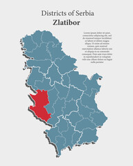 Vector map of Serbia - Zlatibor District