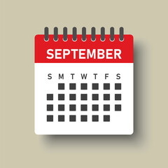 Vector template icon page calendar month September
