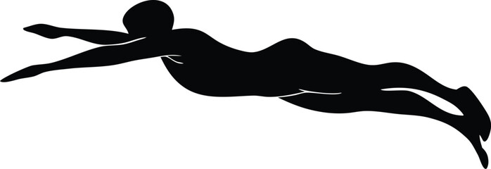 Obraz premium Silhouette of a swimmer diving into water, dynamic action illustration showing athleticism and speed in competitive swimming, emphasizing grace and form in sport.
