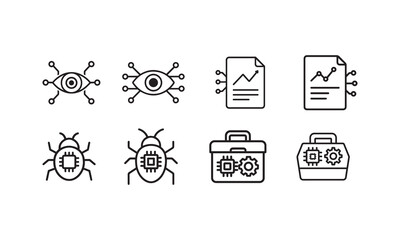 Cybersecurity and Data Analysis Icons