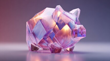 Faceted Piggy Bank With Abstract Glass Design