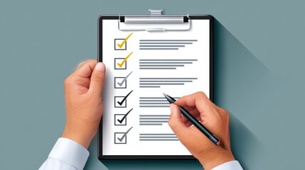 Handwriting Checklist On Clipboard With Pen