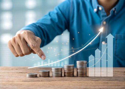 Financial Growth with Rising Graph and Coins