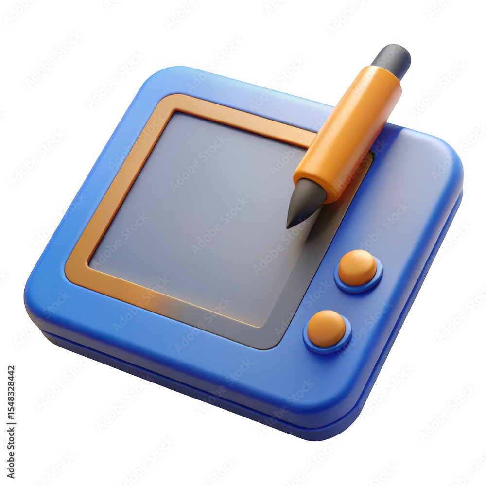 Poster 3d realistic etch a sketch toy render isolated on transparent background