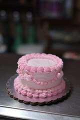 Valentine Cake. Creative mini pink cake.