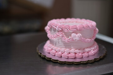 Valentine Cake. Creative mini pink cake.