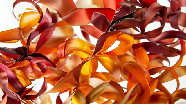 Colorful Shiny Ribbons and Bows in 3D Explosion Animation Abstract Patterns and Textures