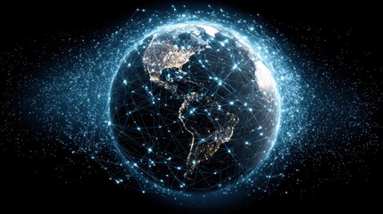 Obraz premium Premium photo of global Network Connection - Earth in Digital Web.