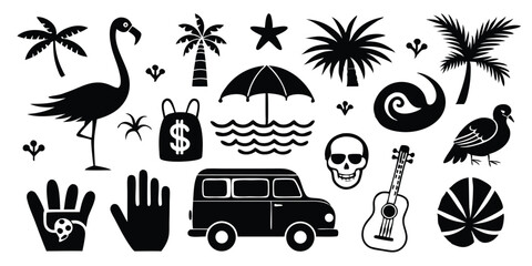 Vector art of summer tropical elements isolated on white background vector