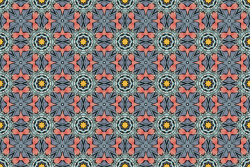 Seamless Fabric Cloth Perspective Template Luxury Tile Digital Decoration Visual Symmetric Texture Art Interior Graphic Textile Endless Background Wallpaper Fashion Shape Design Geometric Pattern.