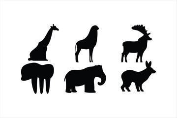 Wild Animal Silhouettes Collection - Safari and Forest Animals Vector Set