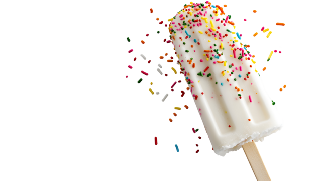 Melting White Popsicle Sprinkles isolated on a transparent background