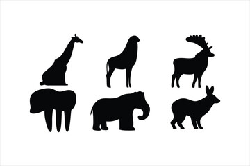 Wild Animal Silhouettes Collection - Safari and Forest Animals Vector Set