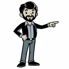 Creative Man Standing and Pointing Vector Illustration | Confident Character Pose for Presentations, UI, and Business Design