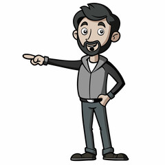 Creative Man Standing and Pointing Vector Illustration | Confident Character Pose for Presentations, UI, and Business Design