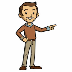 Creative Man Standing and Pointing Vector Illustration | Confident Character Pose for Presentations, UI, and Business Design