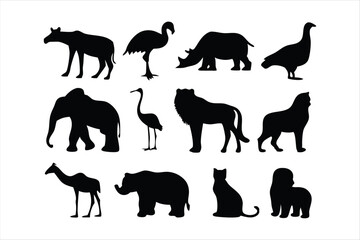 Wild Animal Silhouettes Collection - Safari and Forest Animals Vector Set