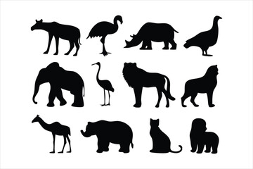 Wild Animal Silhouettes Collection - Safari and Forest Animals Vector Set
