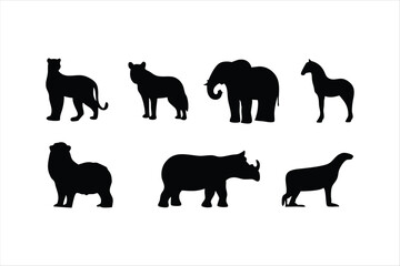 Wild Animal Silhouettes Collection - Safari and Forest Animals Vector Set