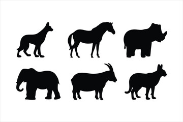 Wild Animal Silhouettes Collection - Safari and Forest Animals Vector Set