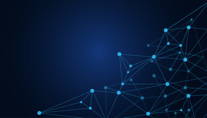 Triangle Lowpoly Mesh Background on Dark Blue Gradient. Modern, Geometric, and Minimalist Network Abstract Background Design for Digital Security, Wallpapers, and Futuristic Graphics. Network backdrop