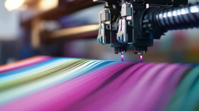 DTF printer applying vibrant colors on fabric
