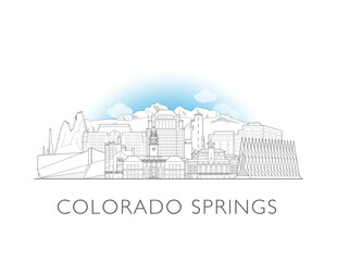 Colorado Springs, cityscape illustration skyline drawing