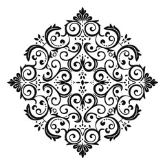 Elegant black and white damask floral design