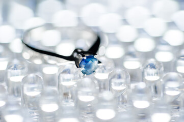 A stunning close-up of a sapphire ring showcasing its brilliant blue gemstone, seated on a...