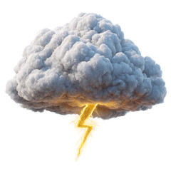 3 D Render Gray Cumulonimbus Cloud with Yellow Lightning Bolt