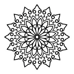 Intricate black and white mandala design circular pattern