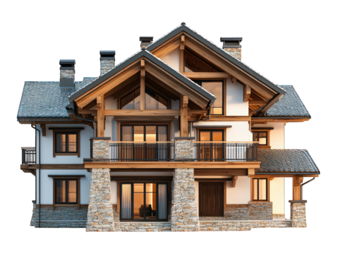 Modern, cozy home, white walls, wooden beams