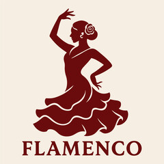Obraz premium Flamenco dancer in red dress vector illustration.
