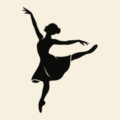 Ballet dancer jumping pose vector illustration.