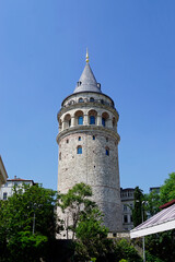 huge old galata tower in istanbul