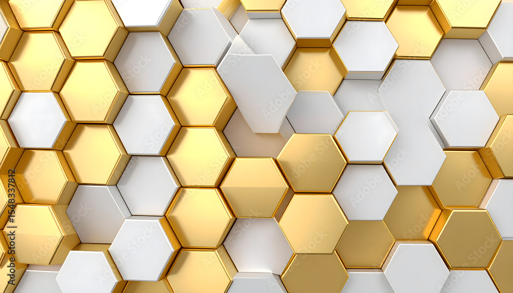 Poster abstract grey and gold hexagonal pattern background